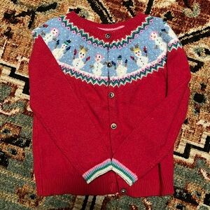 Red Snowmen Fair Isle Cardigan